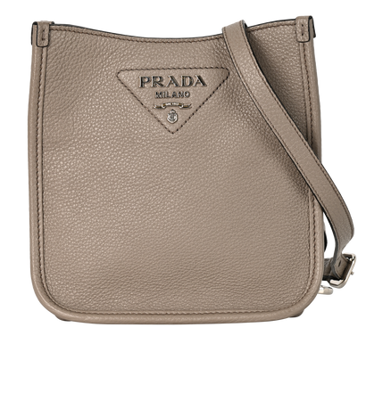 Mini Shoulder Bag, &pound;1,400, Handbags, Grey, Leather, Front view